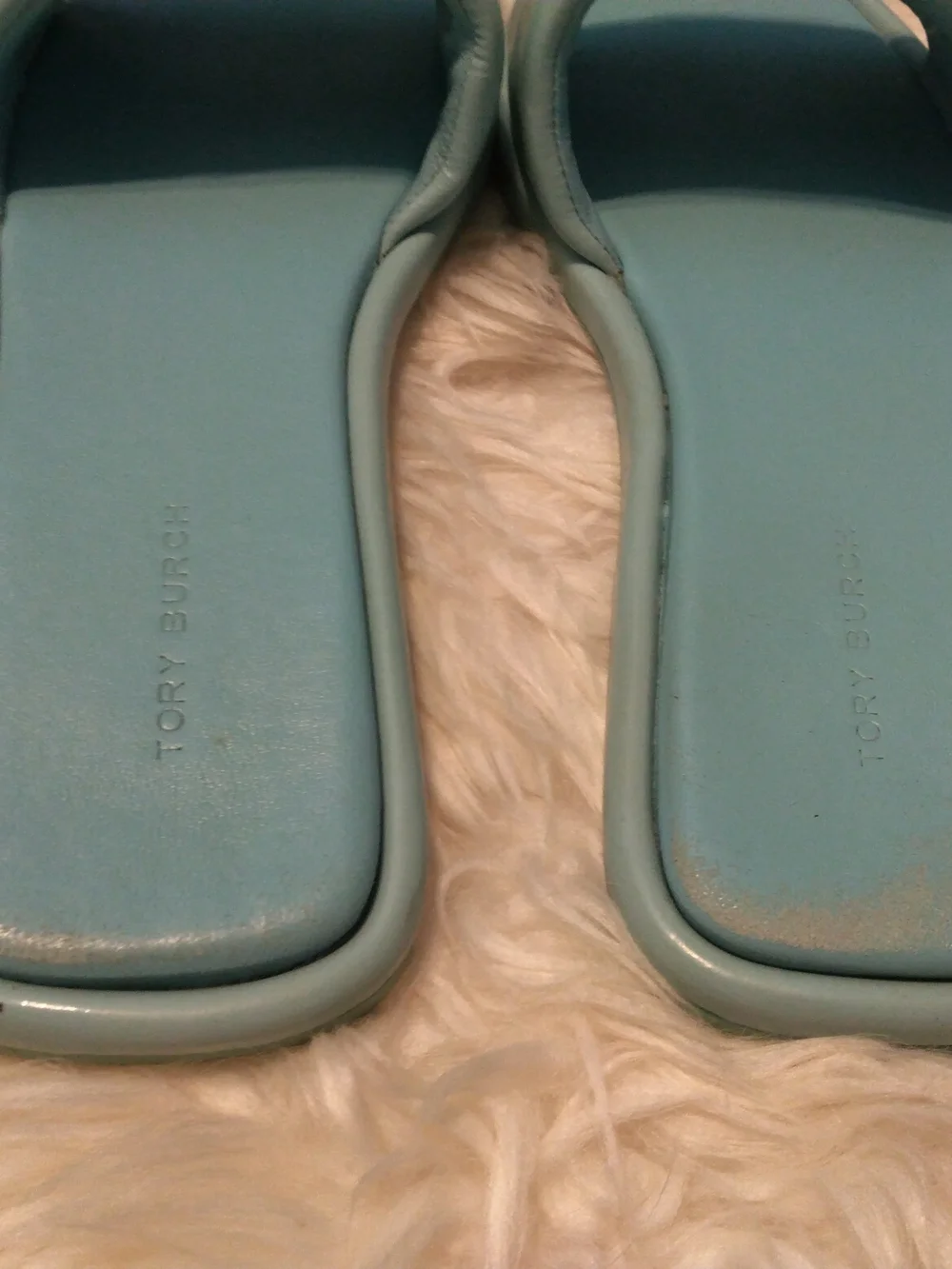 Tory Burch Women’s Blue Double T Sport Slide Sandals Leather Slip-On US 7.5